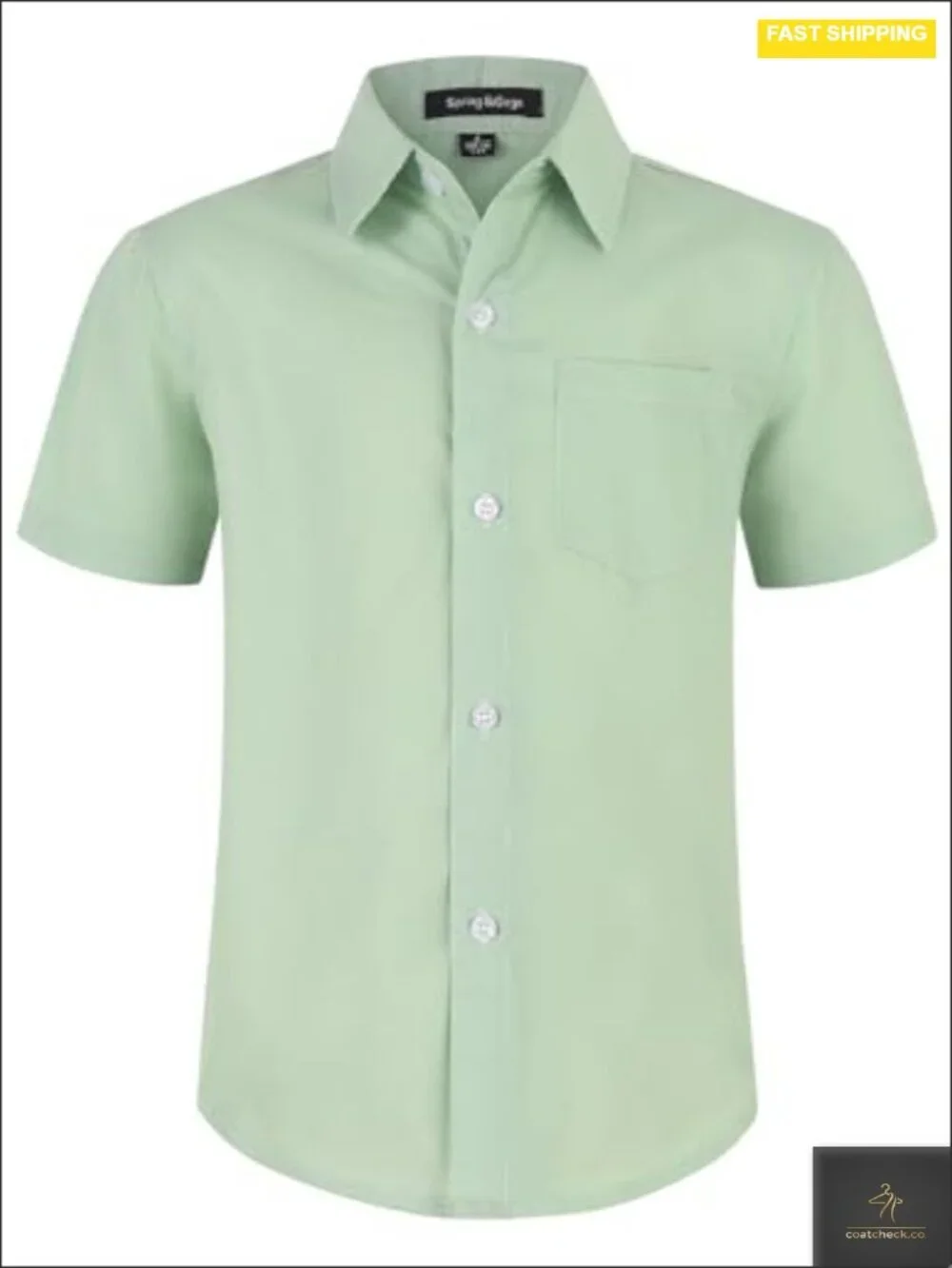 Boys Short Sleeve Button Down Dress Shirt Poplin Uniform